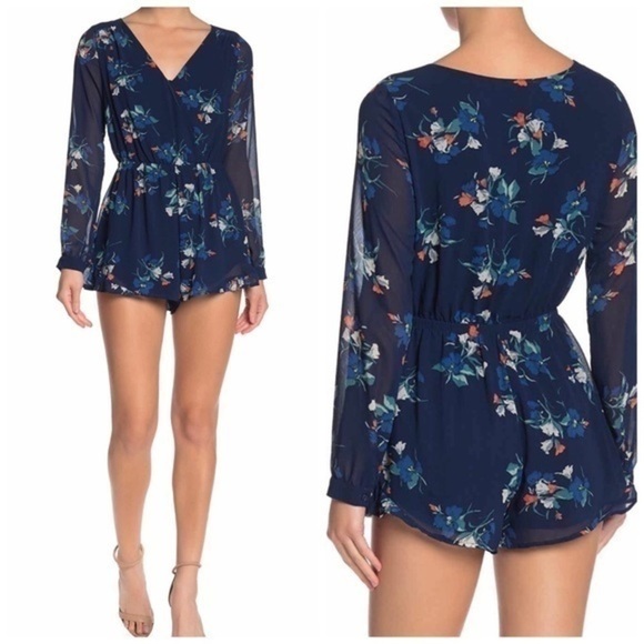 Blue Flora Romper - Picture 2 of 2